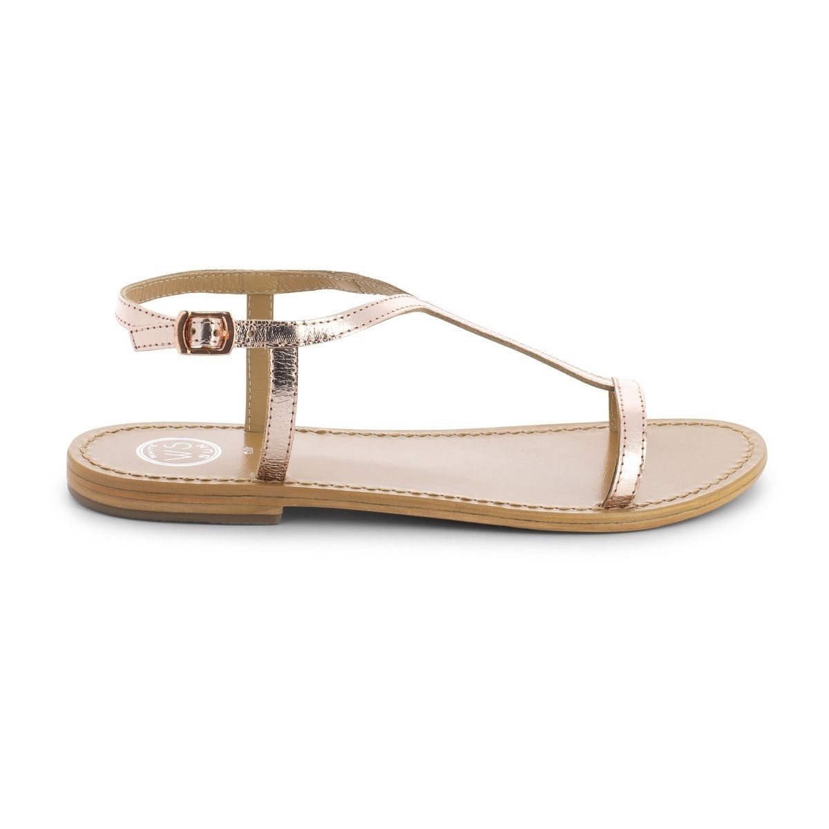 White Sun - Sandales Miramar - Cow Rose Gold - Goldpink