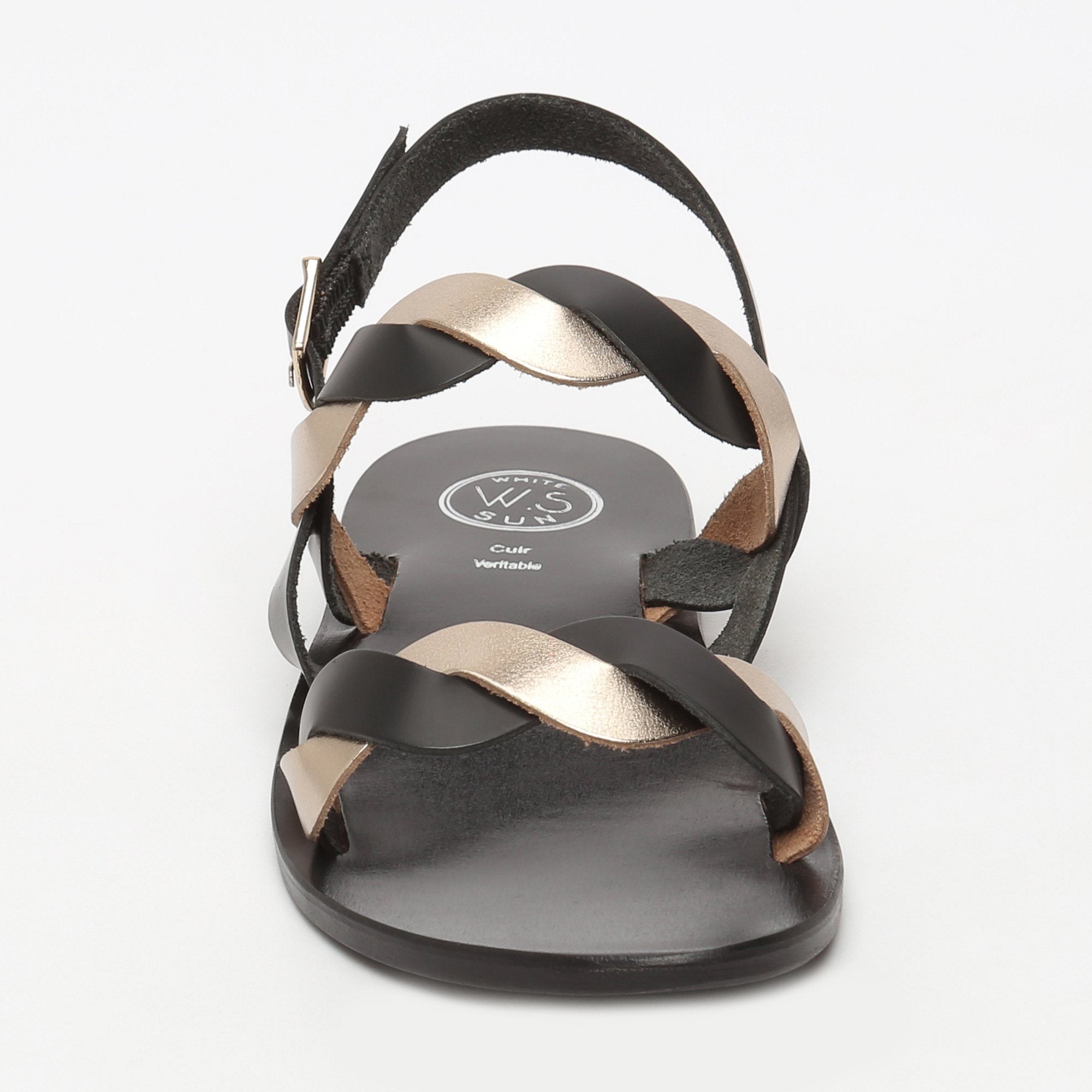 White Sun - Sandalias Guaruja - Negro y dorado - Mujer