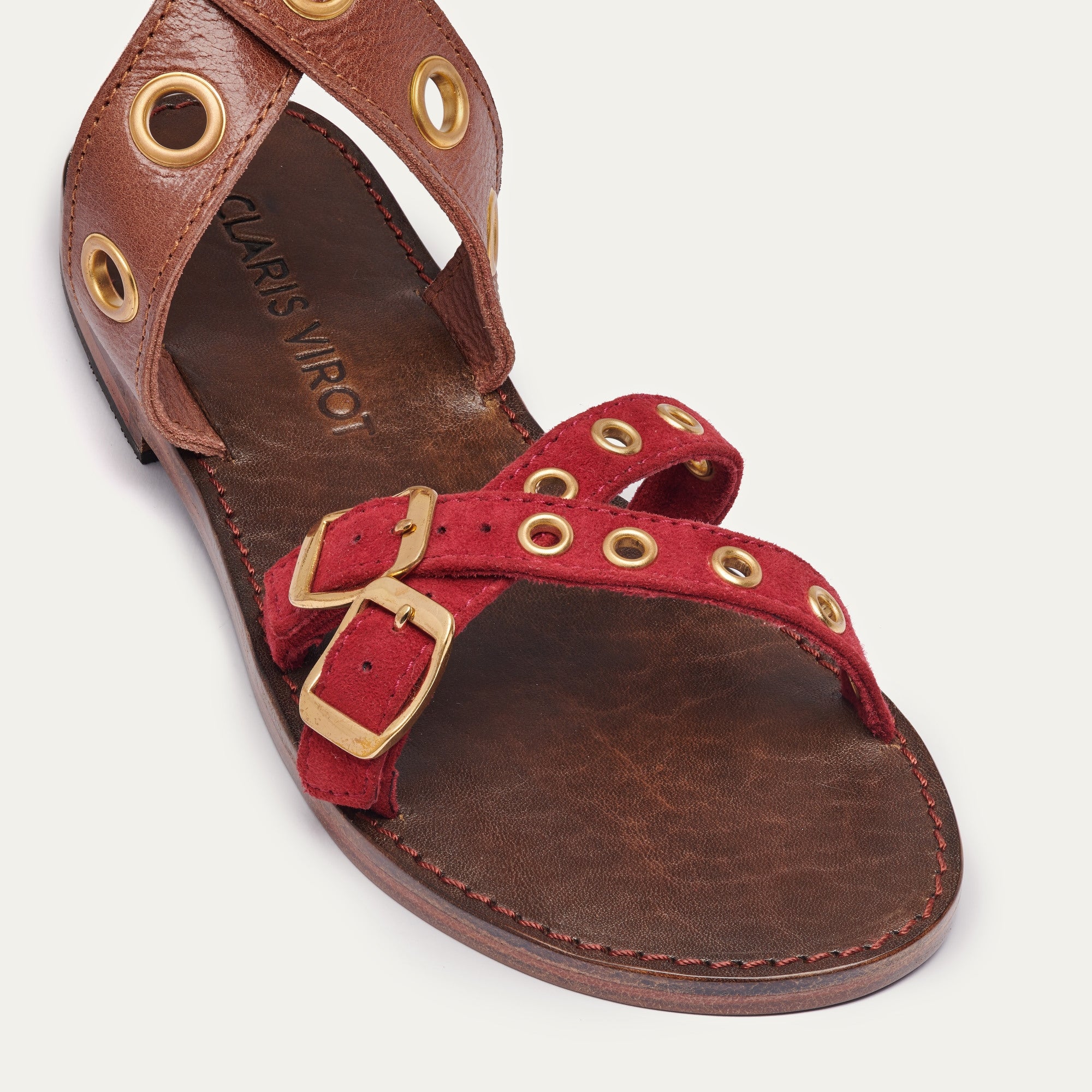 Laurette Chocolate Burgundy Leather Sandals