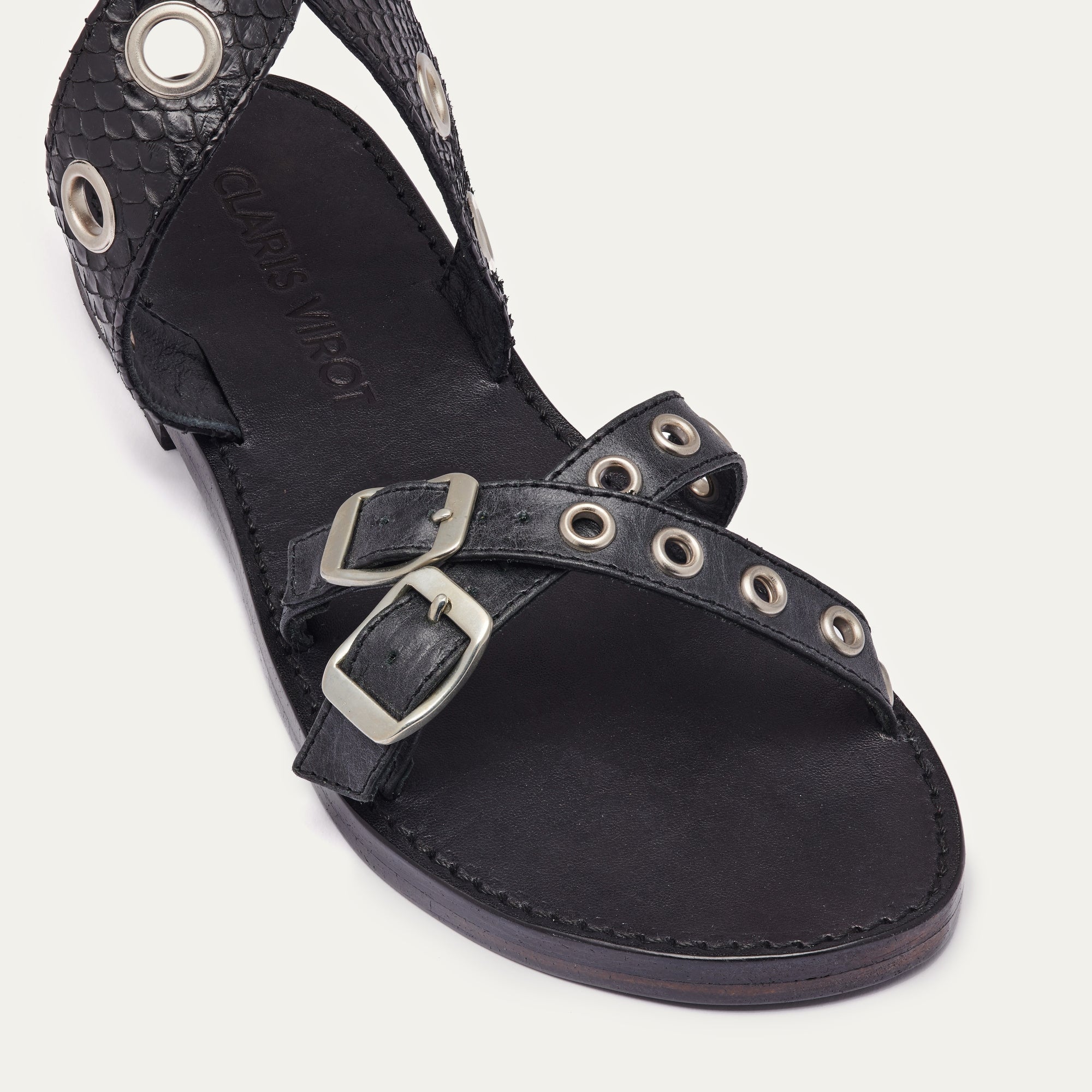 Laurette Python Sandals Black