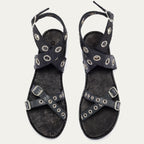 Laurette Python Sandals Black