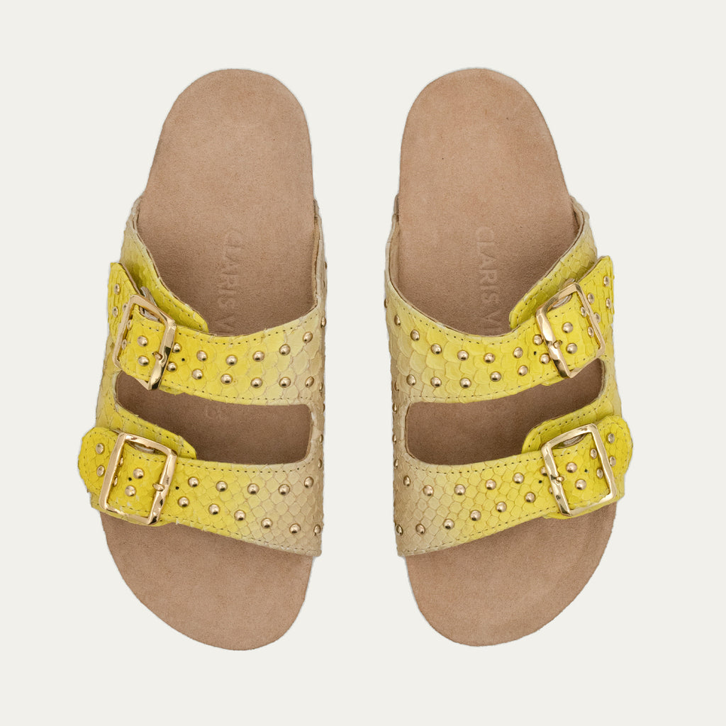 Yellow Odette Python Sandals But