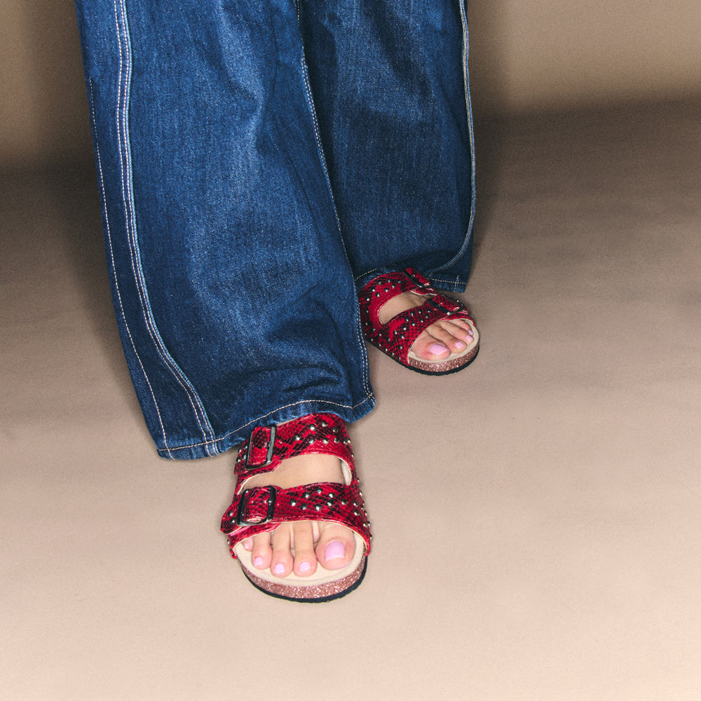 Sandales Python Odette Rubis