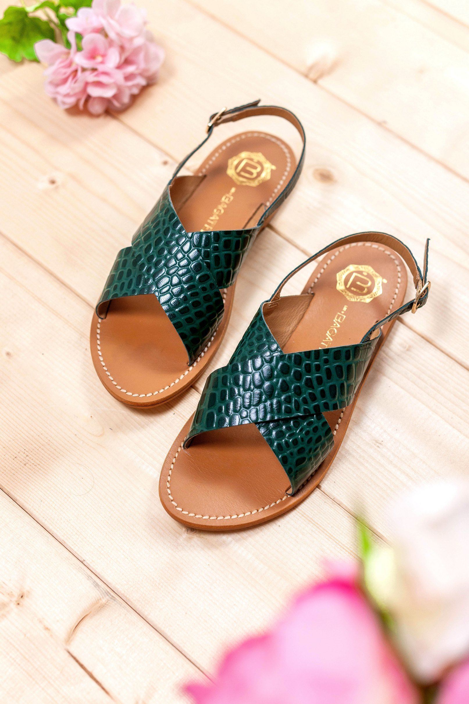 Les Bagatelles - Sandales Sibella - Green Croco
