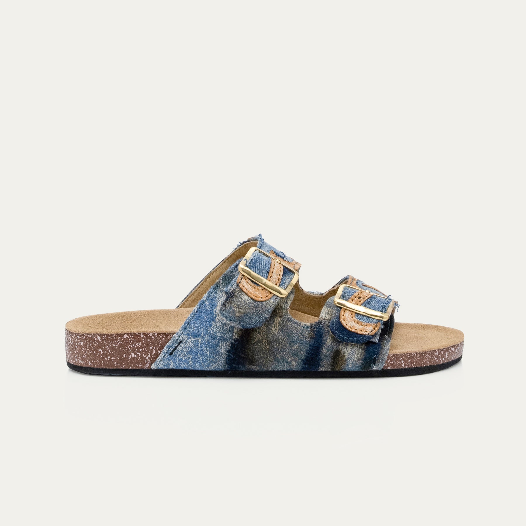 Sandalias Odette de tela vaquera con patchwork