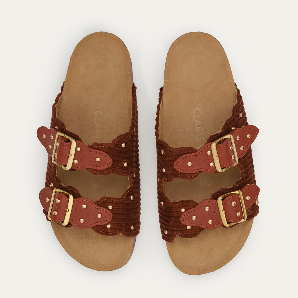 Sandalias Odette de terciopelo ladrillo