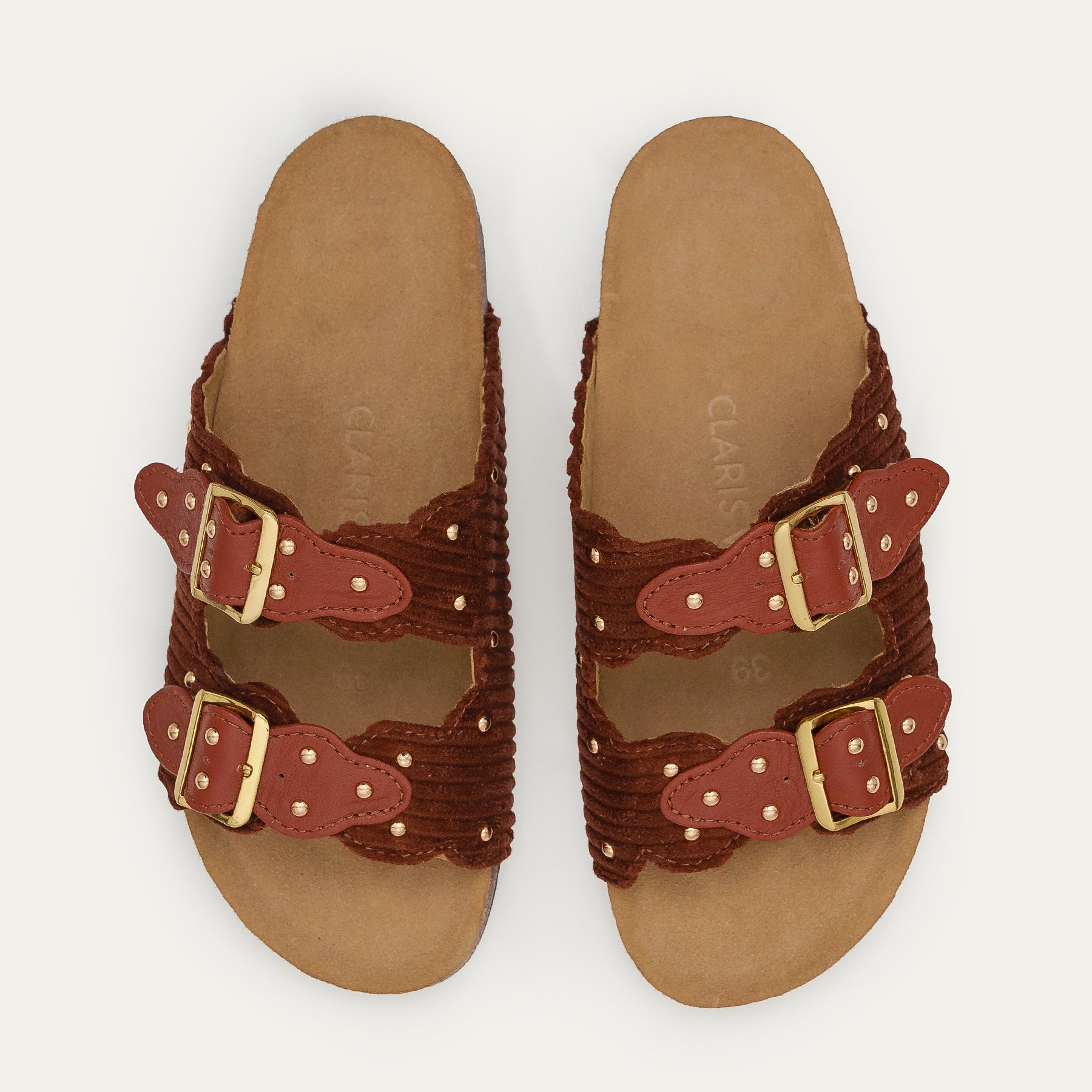 Sandalias Odette de terciopelo ladrillo