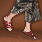 Sandalias Odette de terciopelo ladrillo