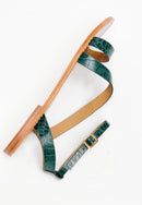 White Sun - Xigala Sandals - Green Croco Print Goat - Green Croco