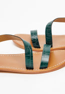 White Sun - Xigala Sandals - Green Croco Print Goat - Green Croco