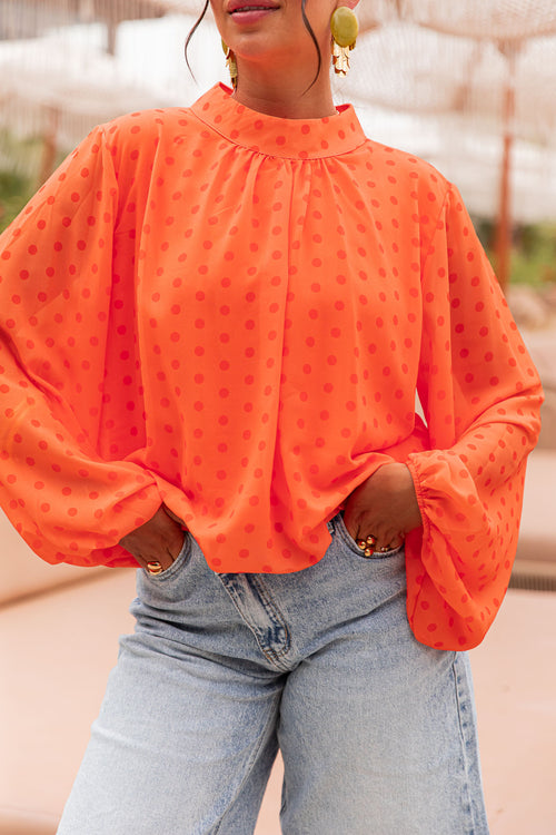 SANDRO Naranja - Blusa Lunares