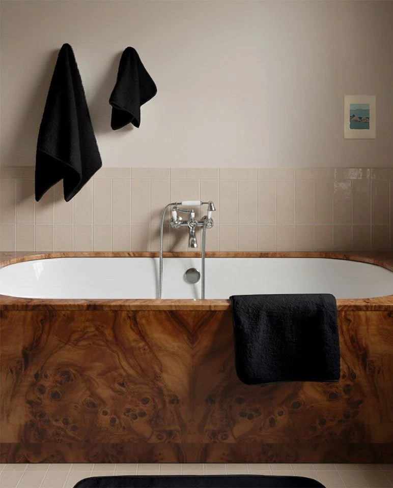 Bath Sheet - Black with Black Piping