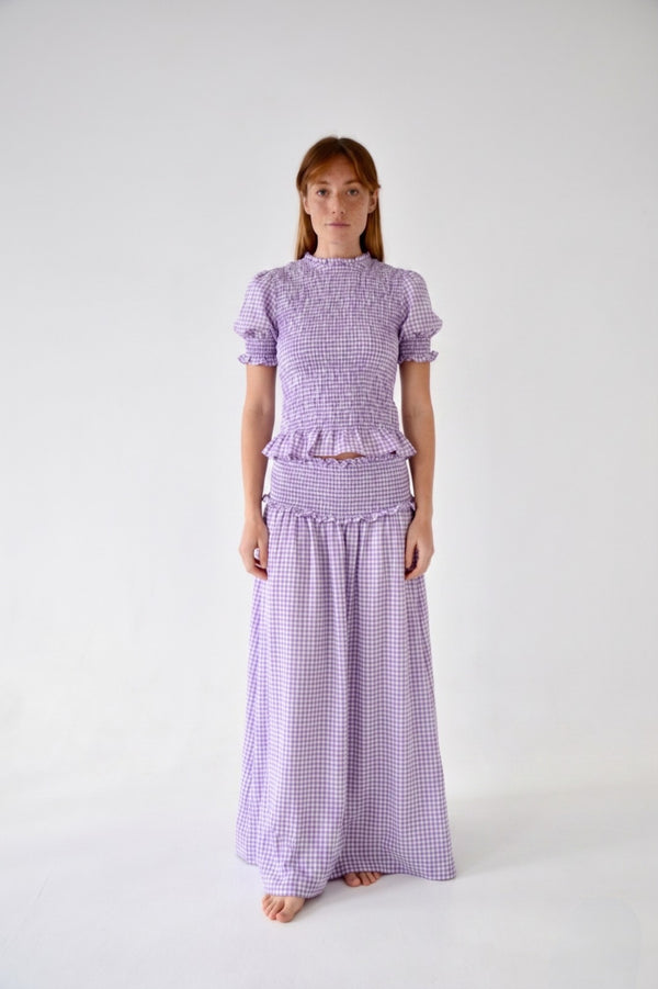 Falda Lea Cuadros Vichy Lavanda