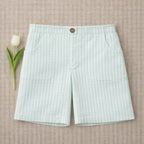 Short Arsène Rayé - Enfant Garçon - Ecru & Mint