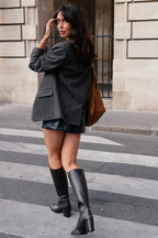 BLACK FAUX LEATHER SEQUOIA SHORT