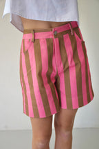 Pantalón Corto Gala Rosa Y Marrón