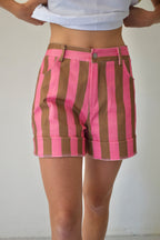 Pantalón Corto Gala Rosa Y Marrón