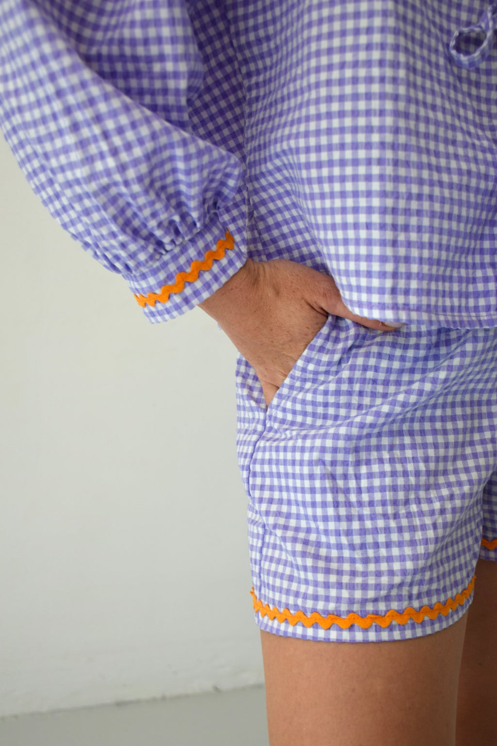 Marta Gingham Lavender Blouse