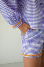 Marta Gingham Lavender Blouse