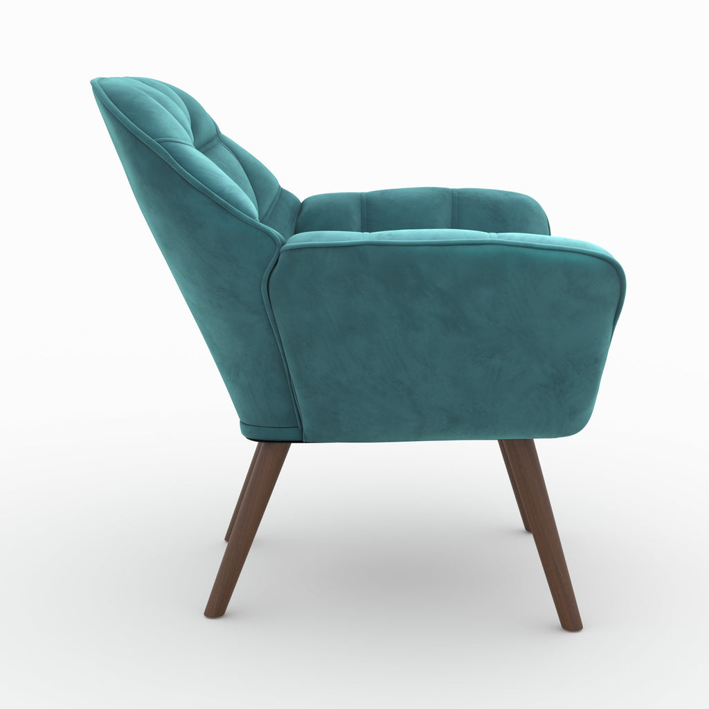 Simba - Fauteuil En Velours Bleu Canard