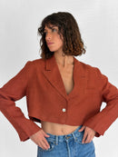 Chaqueta de lino Simeon - Terracota