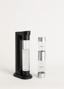 Soda Maker Studio - Sparkling Water Machine + 1L Bottle + Double Bottle (500ml + 350ml) - Black