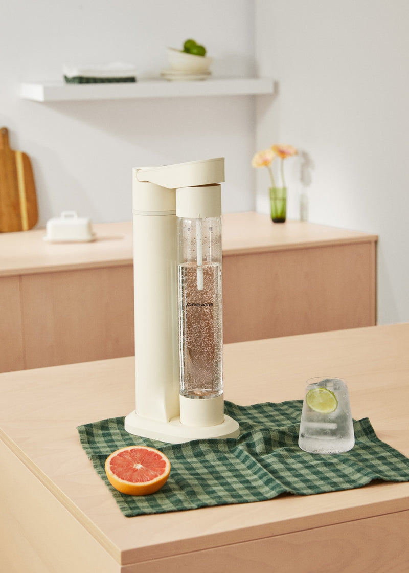 Soda Maker Studio - Sparkling Water Machine + 1L Bottle - Off White