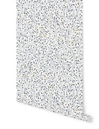Rouleau Papier Peint Spring - Blanc Doré / Fond Bleu