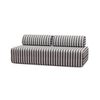 3-Seater Modular Sofa - Striped Outdoor Fabric - White and Anthracite Grey