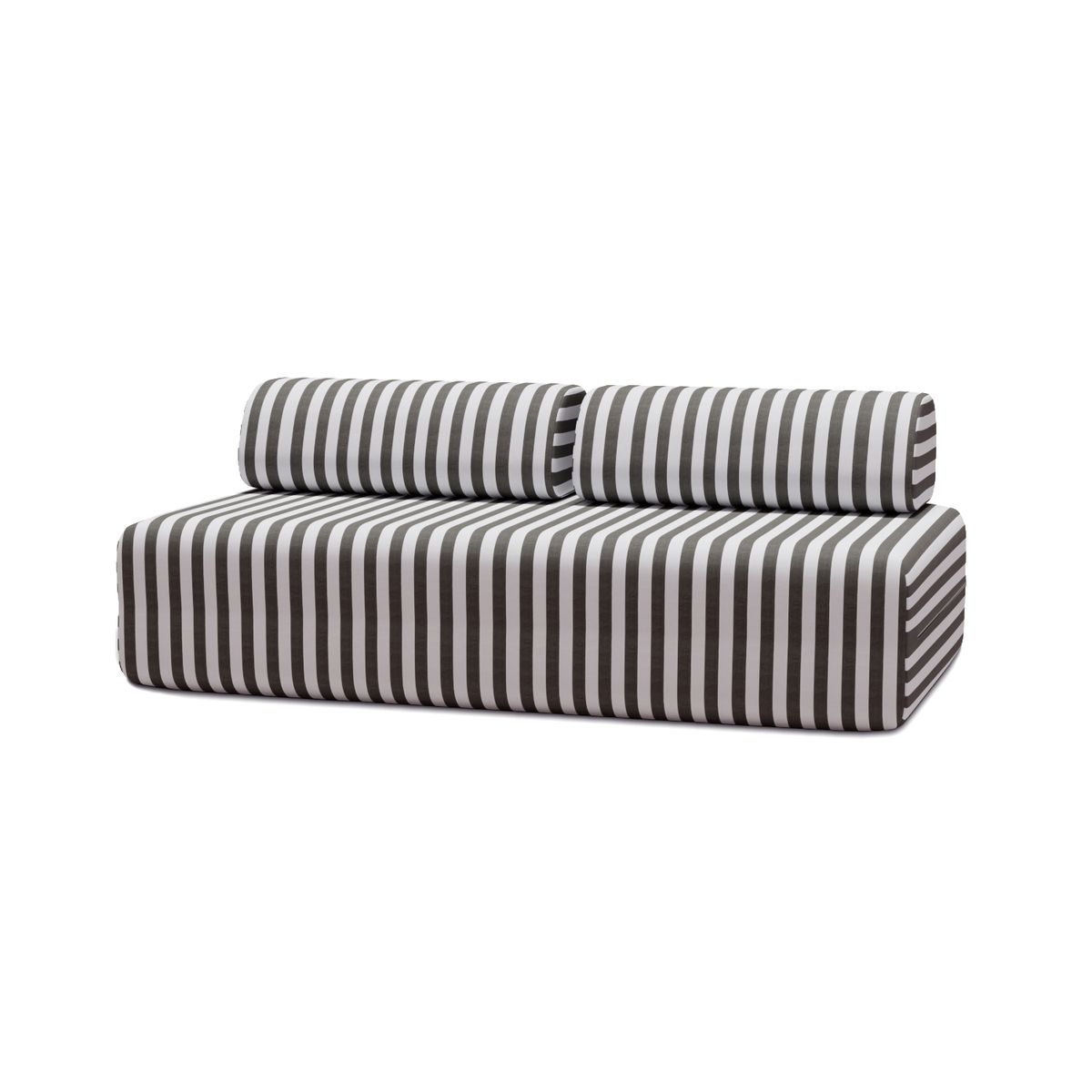3-Seater Modular Sofa - Striped Outdoor Fabric - White and Anthracite Grey