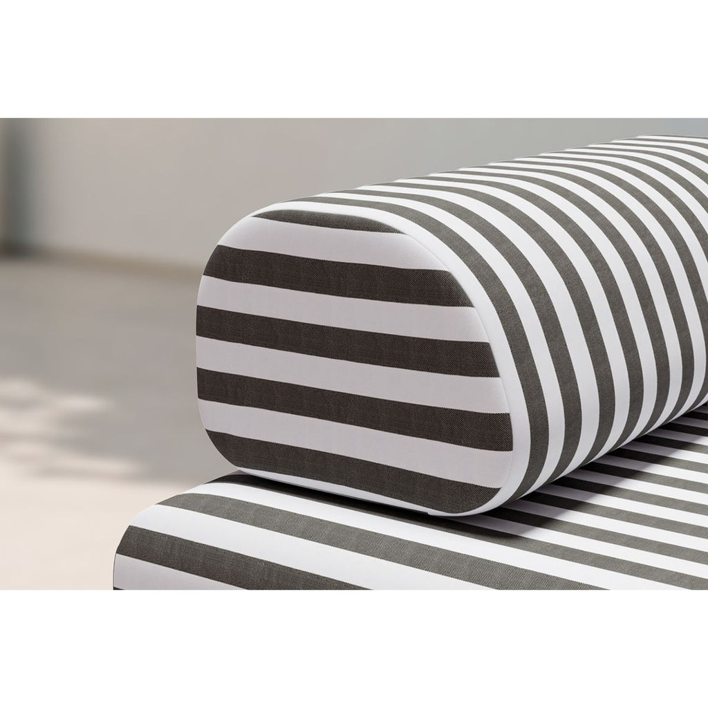 3-Seater Modular Sofa - Striped Outdoor Fabric - White and Anthracite Grey