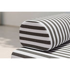 3-Seater Modular Sofa - Striped Outdoor Fabric - White and Anthracite Grey