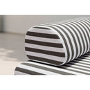 Canapé 3 Places Modulable - Tissu Extérieur À Rayures - Blanc Et Gris Anthracite