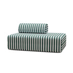 Sofá 2 Plazas Modular - Tejido Exterior A Rayas - Blanco Y Verde Oscuro