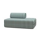 Canapé 2 Places Modulable - Tissu Extérieur À Rayures - Blanc Et Vert Foncé