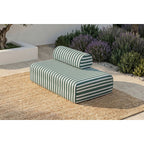 Sofá 2 Plazas Modular - Tejido Exterior A Rayas - Blanco Y Verde Oscuro