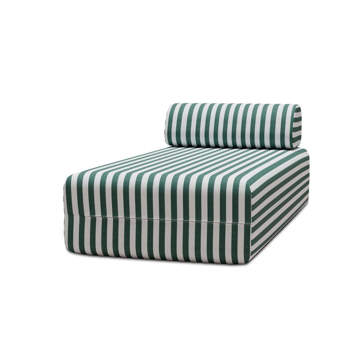 Tumbona Modular - Tela Exterior a Rayas - Blanco y Verde Oscuro