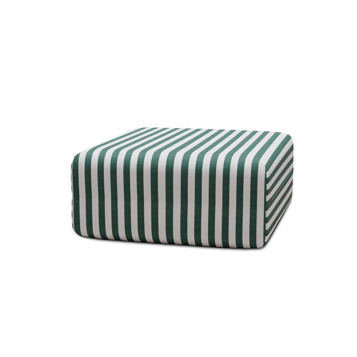 Puf Modular - Tela Exterior a Rayas - Blanco y Verde Oscuro