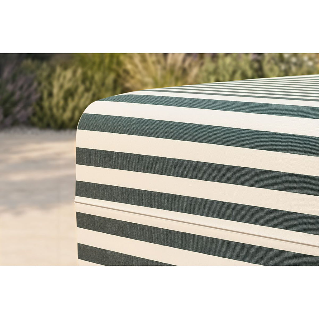Puf Modular - Tela Exterior a Rayas - Blanco y Verde Oscuro