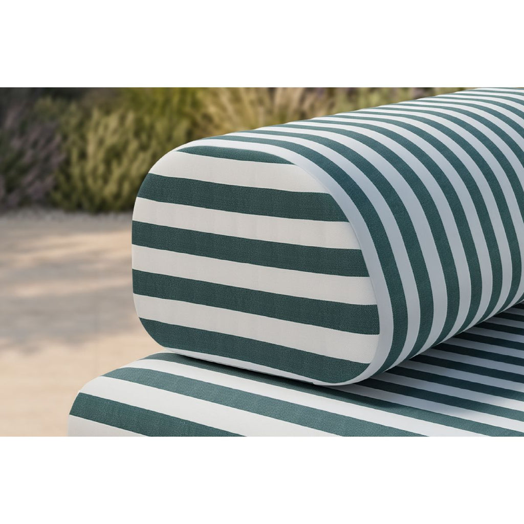 Tumbona Modular - Tela Exterior a Rayas - Blanco y Verde Oscuro