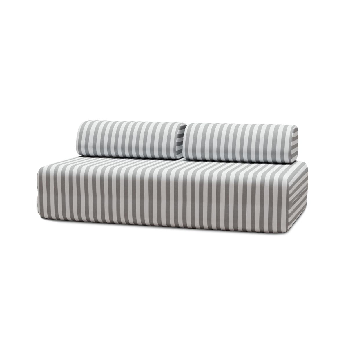 3-Seater Modular Sofa - Striped Outdoor Fabric - White and Grey