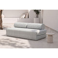 3-Seater Modular Sofa - Striped Outdoor Fabric - White and Grey