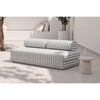 3-Seater Modular Sofa - Striped Outdoor Fabric - White and Grey