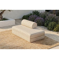 Canapé 2 Places Modulable - Tissu Extérieur À Rayures - Blanc Et Beige
