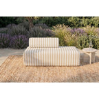 Canapé 2 Places Modulable - Tissu Extérieur À Rayures - Blanc Et Beige