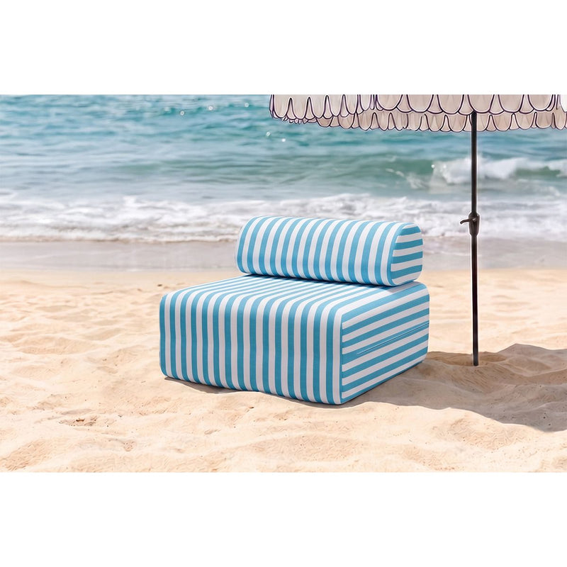 Modular Armchair - Striped Outdoor Fabric - White And Blue