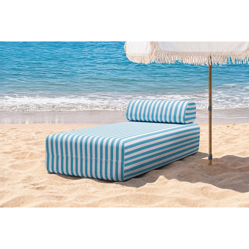 Sofá cama modular - Tela exterior a rayas - Blanco y azul