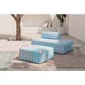 Puf Modular - Tela Exterior a Rayas - Blanco y Azul