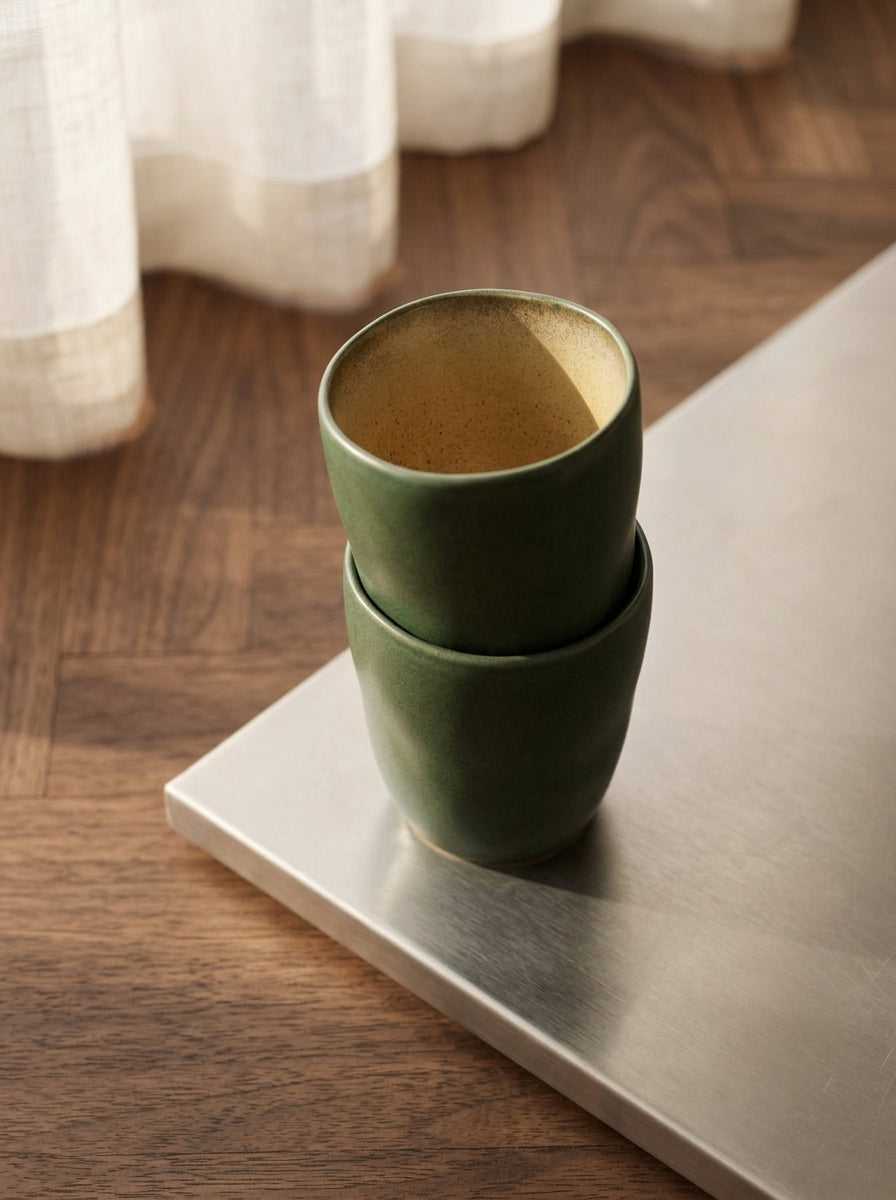 Pure - Lot De 2 Tasses - Grès - Vert