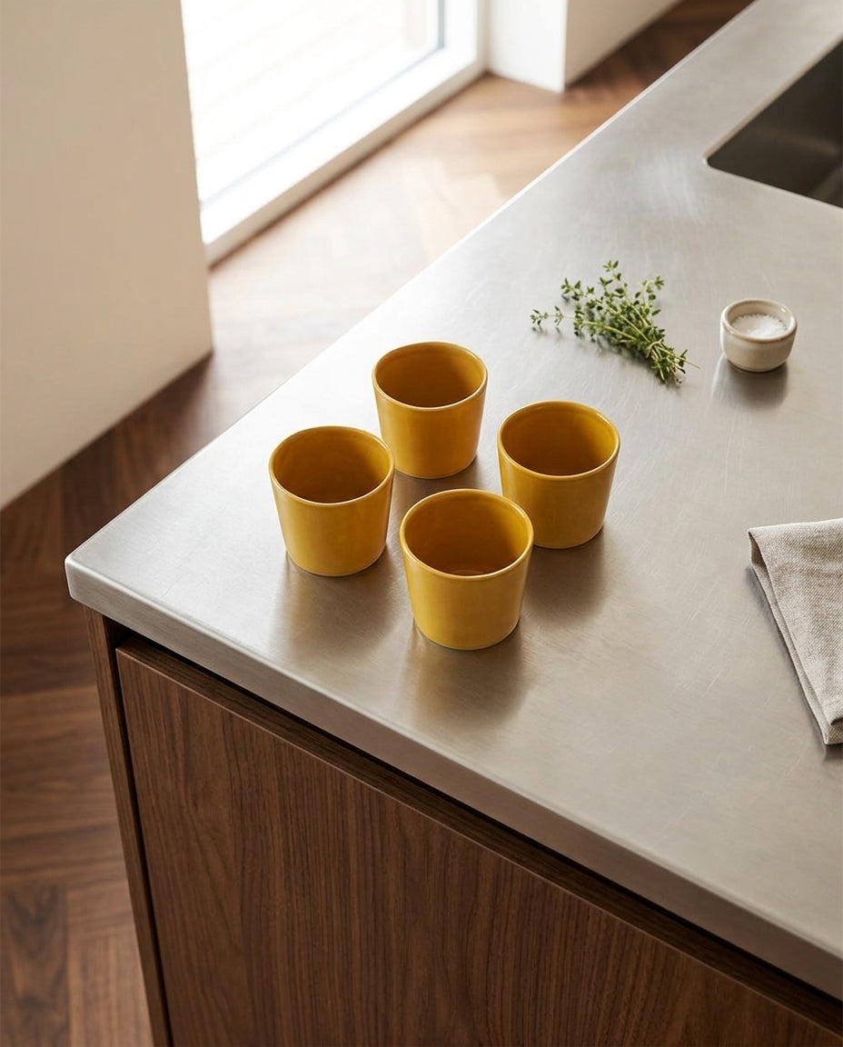 Feast - Lot De 4 Tasses À Expresso - Grès - Jaune